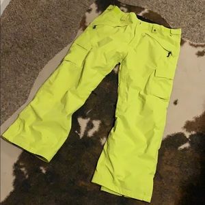 Bright green snowboard pants